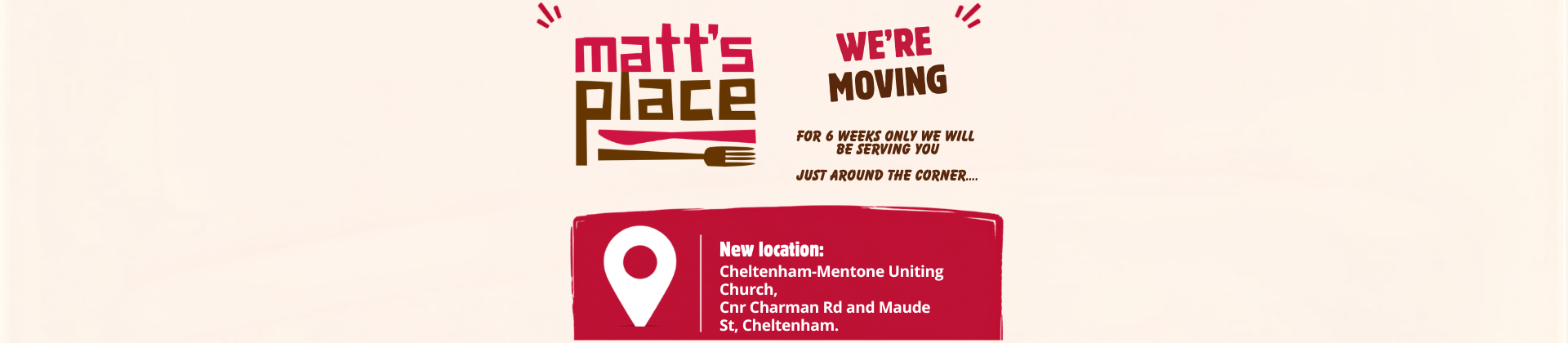 Matt’s Place Cheltenham is on the move — but not for long.